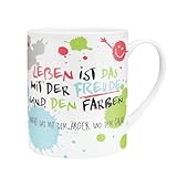 H:) PPY life XL-Tasse Motiv 'Freude' | Riesentasse aus Porzellan, Jumbo-Becher, 60 cl, mit Spruch |...