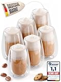 LAPRESO® Cappuccino Tassen doppelwandig 6er Set 250ml - Doppelwandige Cappuccino Gläser modernes...