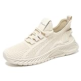Morbuy Damen Laufschuhe Turnschuhe Sportschuhe Sneaker Beige Running Shoes for Women Leichte...