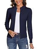 Aottori Damen Langarm Stehkragen Strickjacke Pullover Cardigan mit Reißverschluss Sweatshirt Casual...