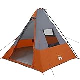 Pavillon-Rahmen Zelt mit Dach in Grau, Orange und Schwarz (383x338x217 cm) - Leicht & stabil aus...