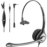 Wantek Headset Handy Mono mit Noise Cancelling Mikrofon, Smartphone Kopfhörer 3,5mm Klinke Für...