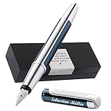 Pelikan Füllhalter Pura® P40 Petrol mit Wunschgravur | Aluminium | Personalisierte Geschenkobox...