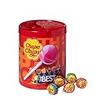 Chupa Chups Best of Lutscher-Dose, enthält 50 Lollis in 7 Geschmacksrichtungen Cola, Apfel,...