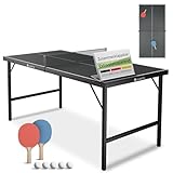 Juskys Mini Tischtennisplatte Flexi mit Zubehör - Tisch klein & klappbar - Indoor Spiel für...