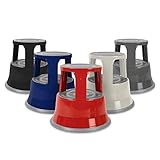 Floordirekt Rollhocker, Tritthocker, Elefantenfuß - Hocker aus Stahl bis 150kg Tragkraft für Büro...