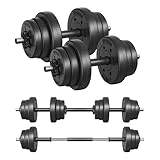 SONGMICS 2-in-1-Hanteln, Hantelset, Kurzhanteln, mit Verbindungsstahlrohr, 2 x 10 kg, Workout,...