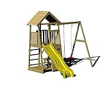 Wendi Toys J7 Spielturm Holz für Kinder – Kletterturm mit Rutsche, Schaukel & Picknicktisch,...