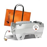 SKOTTI Grill Gas, Camping Grill Gas klein, Ideal für Camping, Festival oder Balkon, Gasgrill für...