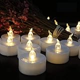 Anziner 12 Stück realistische und helle flackernde batteriebetriebene flammenlose LED Teelichter,...