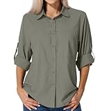 Asfixiado Shirts Damen UV Shirt UPF 50+ Safari Kleidung Wanderbluse Damen Hemdbluse Outdoor...