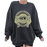 Dasongff Damen-Sweatshirt, ohne Kapuze, Rundhalsausschnitt, Sweatshirt, Oversize, Langarm, bedruckt,...