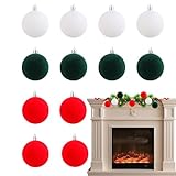 Fanysdsi Weihnachtskugel-Ornamente, beflockte Kugel-Ornamente,12X Bunte beflockte Kugelornamente |...