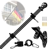 NQ Fahnenmast Stabil 1.5M (5FT),Fahnenmast aus Edelstahl mit Fahnenhalter für zu Hause...
