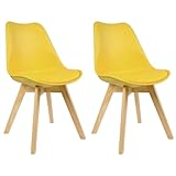 WOLTU BH29gb-2 2 x Esszimmerstühle 2er Set Esszimmerstuhl Design Stuhl Küchenstuhl Holz, Gelb