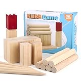 BOPEUY Wikingerschach Holz Outdoor, Kubb Spiel Holz Rasenschach, Wikinger Spiel Kubb Wikingerschach...