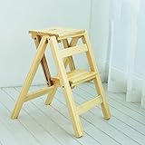 GVNFJKJK Trittleiter, Tritthocker, Massivholz, klappbar, Treppenstuhl, Heimleiter, zweistufige,...