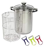 Edelstahl Spargeltopf mit Siebeinsatz und Glasdeckel Fassungsvermögen 3,9ltr. für alle Herdarten...