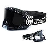 TWO-X Race Crossbrille schwarz Glas getönt schwarz grau MX Brille Motocross Enduro Motorradbrille...