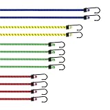 PRETEX 12er-Set Spanngummi mit Haken in 4 Längen - hochbelastbare mehrfarbige Gepäckspanner -...