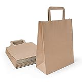 Inoverse 250 Stück Papiertragetaschen, Geschenktüten, 22+10x28 cm Papiertüten mit Henkel, Braun...