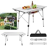 Tragbar Klapptisch Campingtisch, Aluminium Camping Tisch klappbar mit Tragegriff, Picknicktisch...