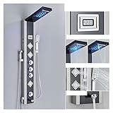 Duschsystem Set Schwarz LED Duschpaneel Wasserfall Regendusche Wasserhahn Set SPA Massagestrahl Bad...