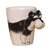 Hoga Max Porzellan Tasse Kaffeebecher 3D Tiermotive 400 ml HF149 (Hund Schnauzer)