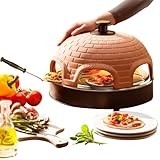 Emerio Pizzaofen PIZZARETTE das Original handgemachte Terracotta Tonhaube mit Hitzereflektor Schild...