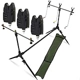 G8DS® Set Rod Pod Rutenhalter + Tragetasche inklusive 3 Bissanzeiger mit Lautstärke- und Tonregler...