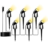 Yuusei Gartenbeleuchtung 6er Set/20M, Warmweiß 3000K Led Strahler Außen, IP65 Wasserdicht...