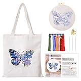 Sticken Set für Erwachsene und Anfänger - Canvas Tote Bag Stickset mit Tasche, Werkzeug und...
