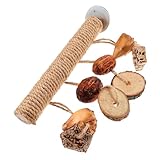 PENIKOKO Papageien Kauspielzeug Sitzstange aus Holz mit Kauspielstick und Vogelspielplatz für...