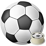 J&M DECO Tortenaufleger Geburtstag - Fußball Tortendeko - Geburtstagskuchen Deko aus Fondant - Rund...