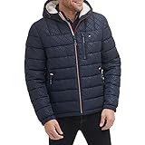 Tommy Hilfiger Herren Midweight Sherpa Lined Hooded Water Resistant Puffer Jacket Mantel, Tommy Logo...