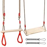 Schaukelsitz Holz Outdoor, Brettschaukel, Holzschaukel, Schaukelbrett aus Holz mit Karabiner aus...