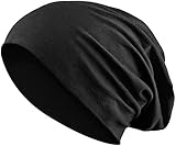 Jersey Baumwolle elastisches Long Slouch Beanie Unisex Mütze Heather in 35 (3) (Black)