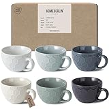 HOMEBERLIN® Design Cappuccino Tassen Set - 200ml Kaffeetassen 6er Set - Premium Kaffee Tassen Set...