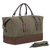 Reisetasche für Übernachtung, Segeltuch, Leder, übergroße Weekender-Tasche, große...