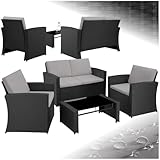 tectake® Lounge Gartenmöbel Set Poly Rattan für den Garten, Möbel für den Balkon, 12-teilige...