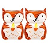 Ipetboom 2 Keramik Eierbecher Weiß Fuchs Motiv Eierhalter für Weich und Hartgekochte Eier...