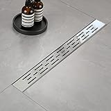 Duschrinne, Strips Duschrinne extra flach 60 cm, Edelstahl Bodenablauf Komplettset mit Siphon...