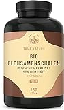 Bio Flohsamenschalen - 360 vegane Kapseln (750mg) - Herkunft: Indien - 4500mg hochdosierte...