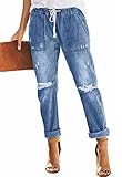 Alaster Queen Damen Jeans Wide Leg Jeans Damen damenjeans hohe leibhöhe Stretch blau M