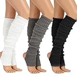 MOAZIFI 3 Paar Winter Stulpen Damen 40cm, Gestrickte Leg Warmers, Beinstulpen, Stulpen Für Damen,...