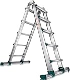 4x5 Sprossen Aluleiter Mehrzweckleiter 5,1m Teleskopleiter Multifunktionsleiter Aluleiter...