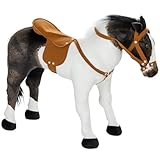AIYAPLAY Stehpferd Spielpferd zum Reiten mit Sattel und Zaumzeug, 48 cm Höhe Reitpferd mit...