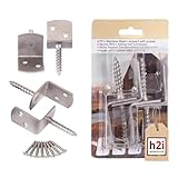 h2i Flechtzaunhalter & Schrauben | Edelstahl | 15 x 4 Stück | Flechtzaunbeschlag in L-Form |...