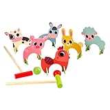 INOOMP 1 Satz Tiere Krocketball Holz Mini Cartoon Krocket Set Krocket Interaktives Spielzeug...