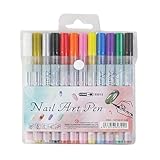Nagellack-Stifte – Zeichenmarker, schnell trocknend, 12 Farben, Gel-Stifte 0,3 mm, für...